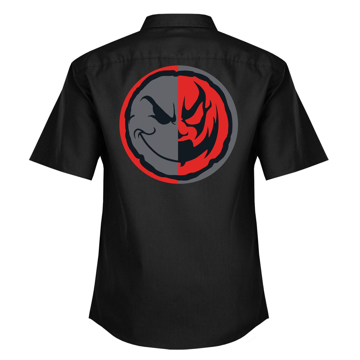 Villians_Work_Shirt_Mock-Up_Red_Gray_Back_v1