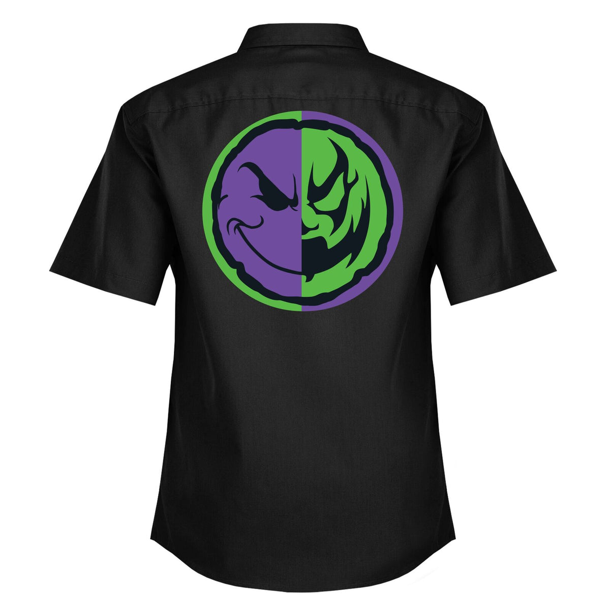 Villians_Work_Shirt_Mock-Up_Green_Purple_Back_v1