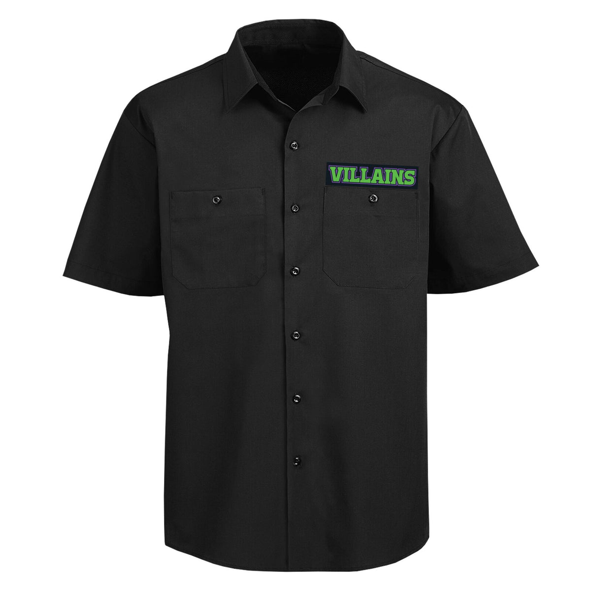 Villians_Work_Shirt_Mock-Up_Green_Purple_Front_v1